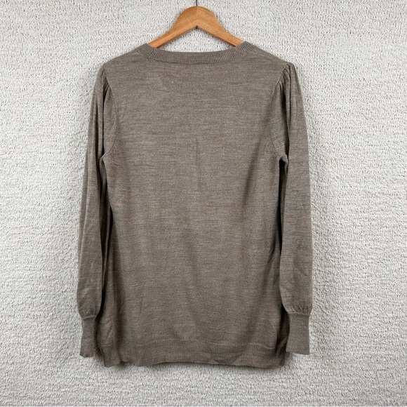 Crown & Ivy Top Women's L Beige Casual Comfort Pull Over Long Sleeve Knit Blouse - Picture 7 of 9